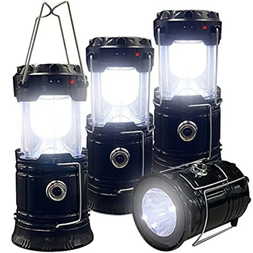 Collapsible LED Camping Lantern Solar USB Rechargeable Waterproof Flashlight